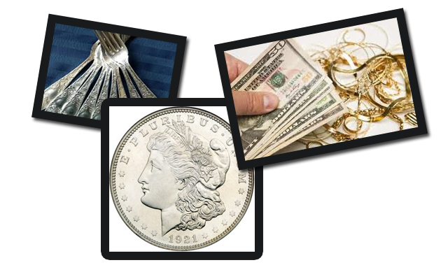 We also buy and sell gold bullion, gold 
                  jewelry, gold coins, silver bullion, 
                  silver jewelry, silver flatware, and 
                  silver coins